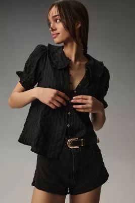 Keira Collared Button-Front Blouse by Pilcro | Anthropologie (US)