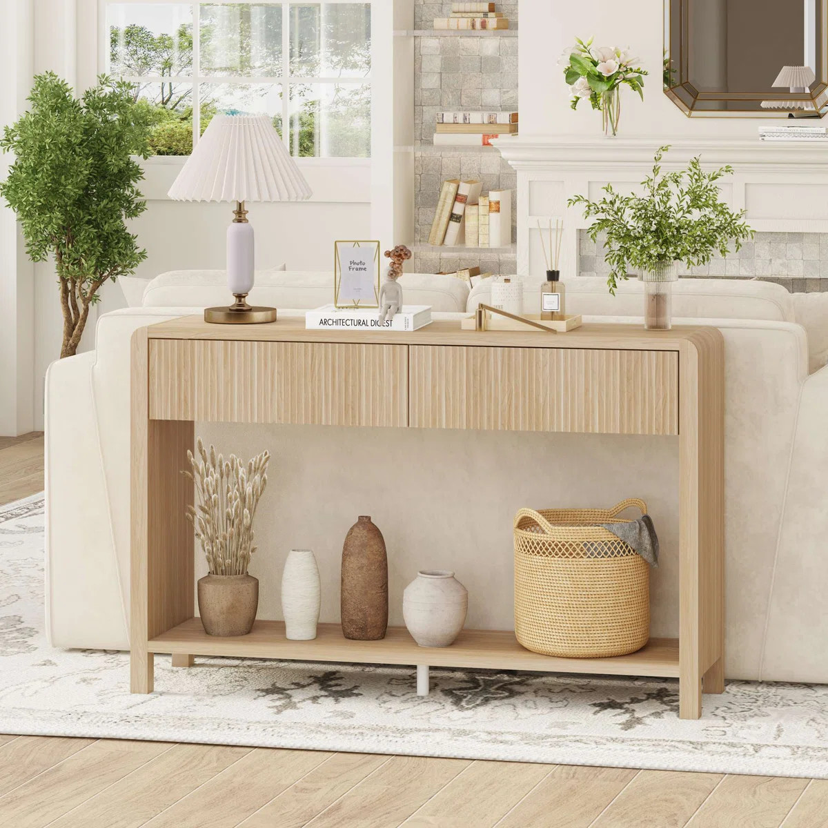 Guinna 47.2'' Console Table With 2 Drawers, Wood Sofa Table For Entryway Hallway Living Room | Wayfair North America