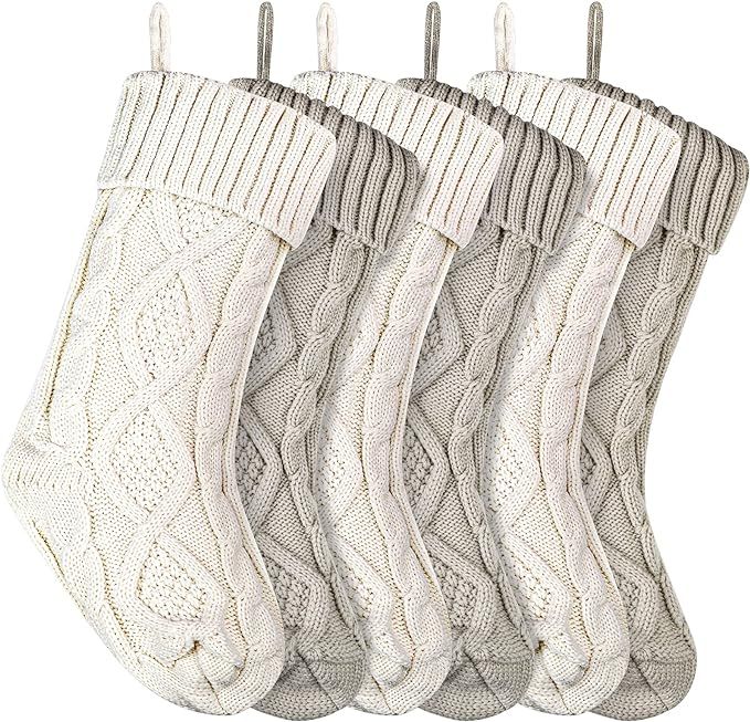 Amazon.com: Christmas Stockings Knitted Xmas Stockings 18 Inches Double-Sided Fireplace Hanging S... | Amazon (US)