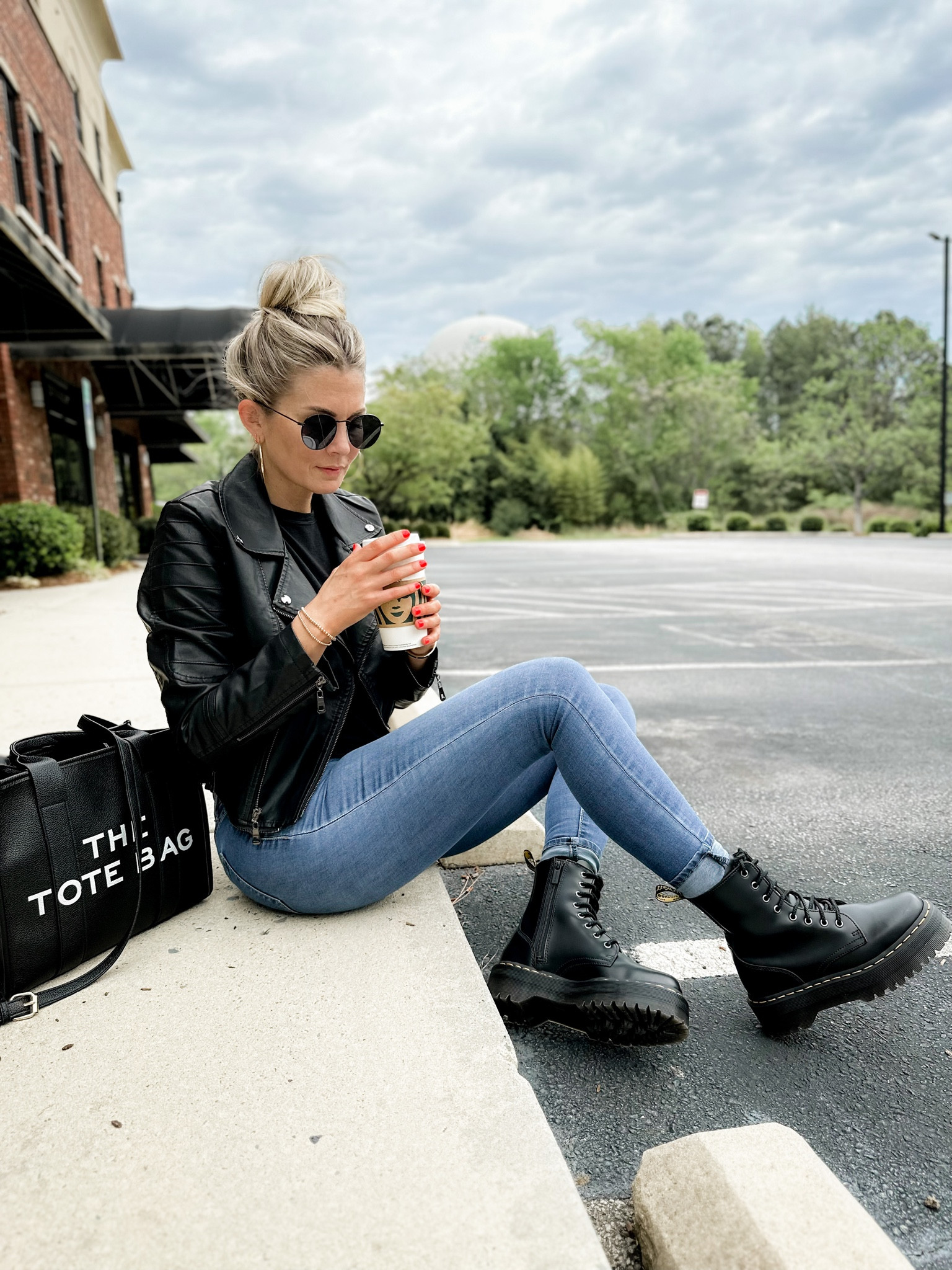 Doc marten spring & summer outfit idea. Get your normal size in all items!! 

leather jacket - Dr. Marten boots - jeans - tote bag - edgy look

#LTKFestival #LTKunder50 #LTKstyletip