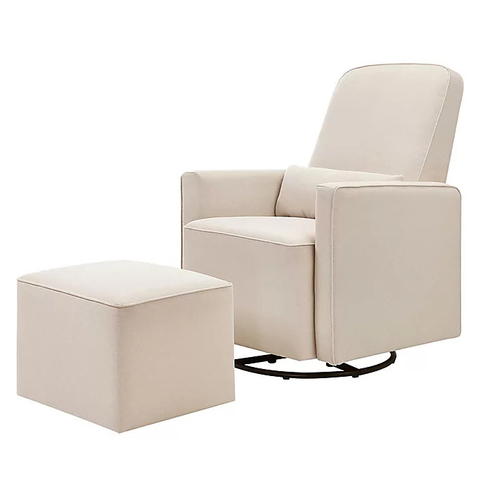 DaVinci Olive Upholstered Swivel Glider with Ottoman | Bed Bath & Beyond | Bed Bath & Beyond