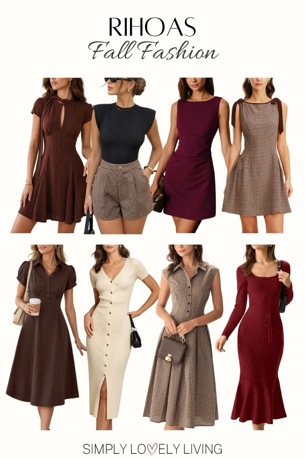 Fall dresses and cute outfits at Rihoas! Brown plaid dresses. Knit dresses. Sweater dresses. Work dress. Church dress. Fall festival dress. Autumn fashion trends. #fallfashion

#LTKSeasonal #LTKWorkwear