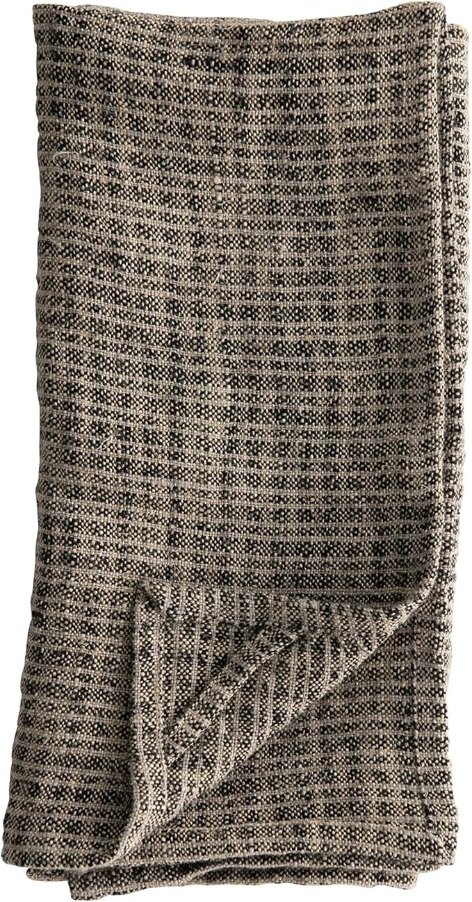 Amazon.com: Bloomingville Natural and Black Oversized Woven Linen Tea Towel : Home & Kitchen | Amazon (US)