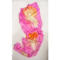 Hand-Painted Jellyfish Silk Scarf Neon Pink Habotai Shawl | Etsy (US)