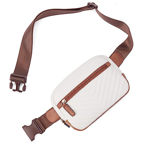 Telena Belt Bag for Women PU Leather Fanny Pack Quilted Crossbody Bags for Women Waist Bag with Adjustable Strap, Beige Brown | Amazon (US)