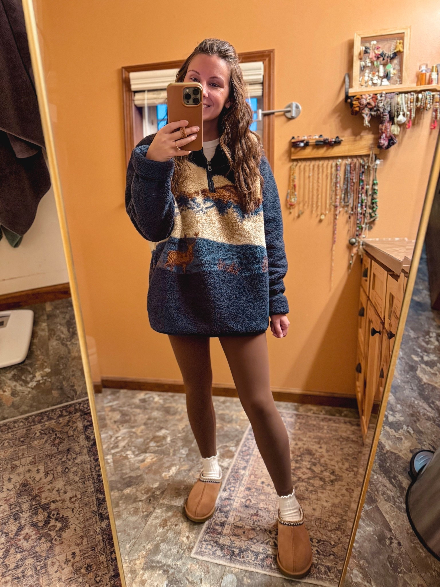 Wearing size small in my tee shirt, small in my sherpa (from the men’s department), xs in my leggings and my true size 6 in my Ugg Tasmans 

#LTKSeasonal #LTKootd #LTKPetite