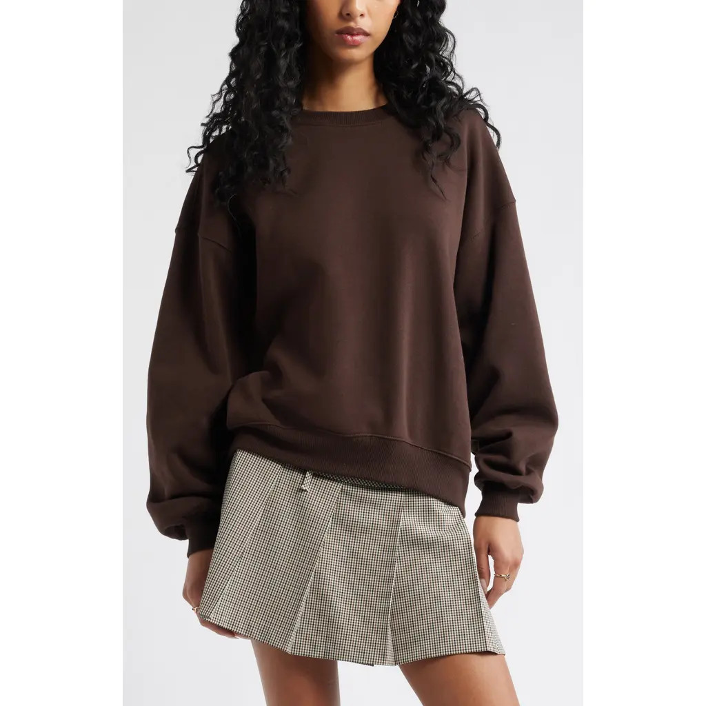 BP. Relaxed Cotton Blend Sweatshirt in Brown Coffee at Nordstrom, Size X-Small | Nordstrom