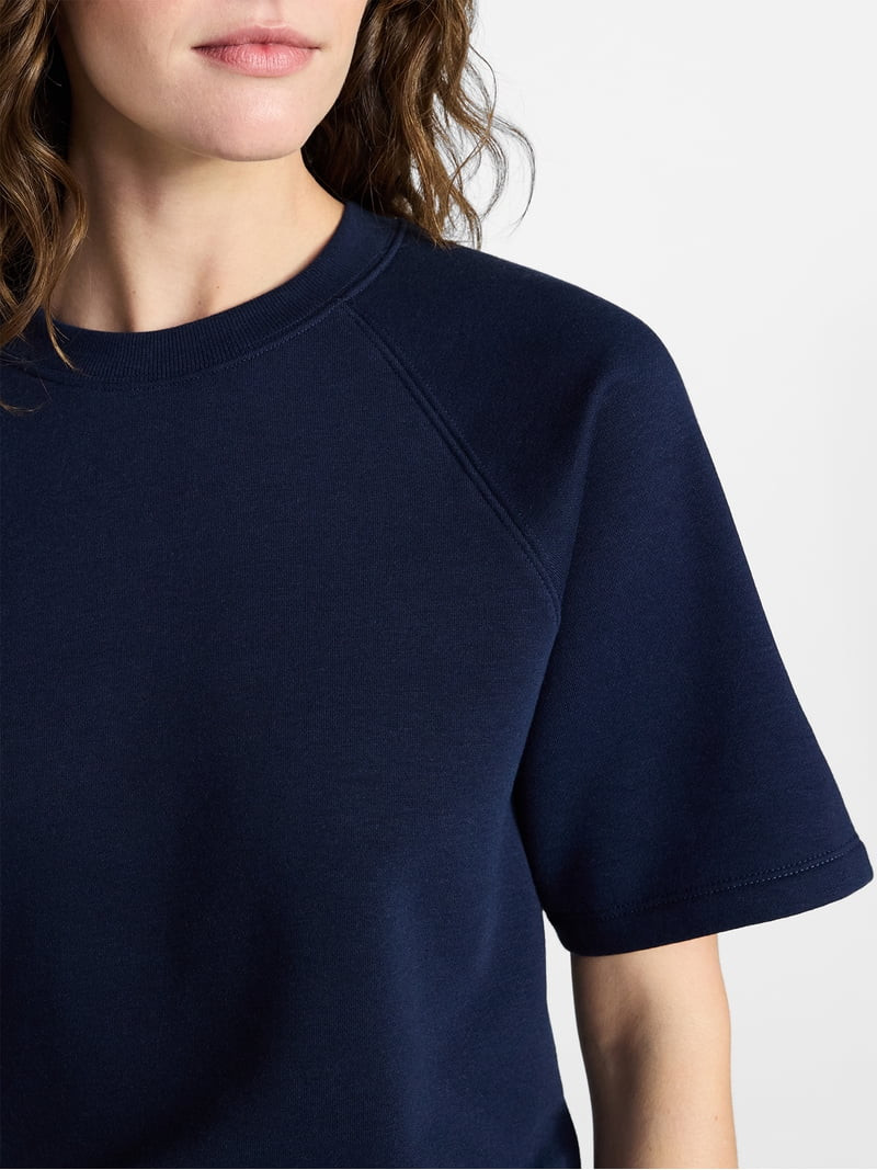 Time and Tru Women's Boxy Sweatshirt with Short Sleeves, Size XS-XXXL | Walmart (US)