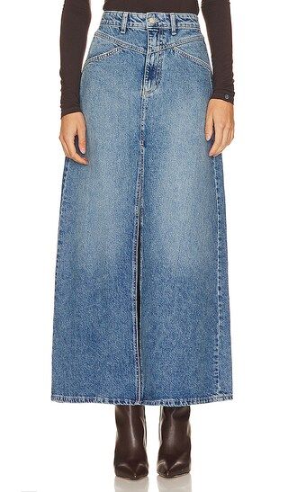 Come As You Are Denim Maxi Skirt in Sapphire Blue Slip | Revolve Clothing (Global)
