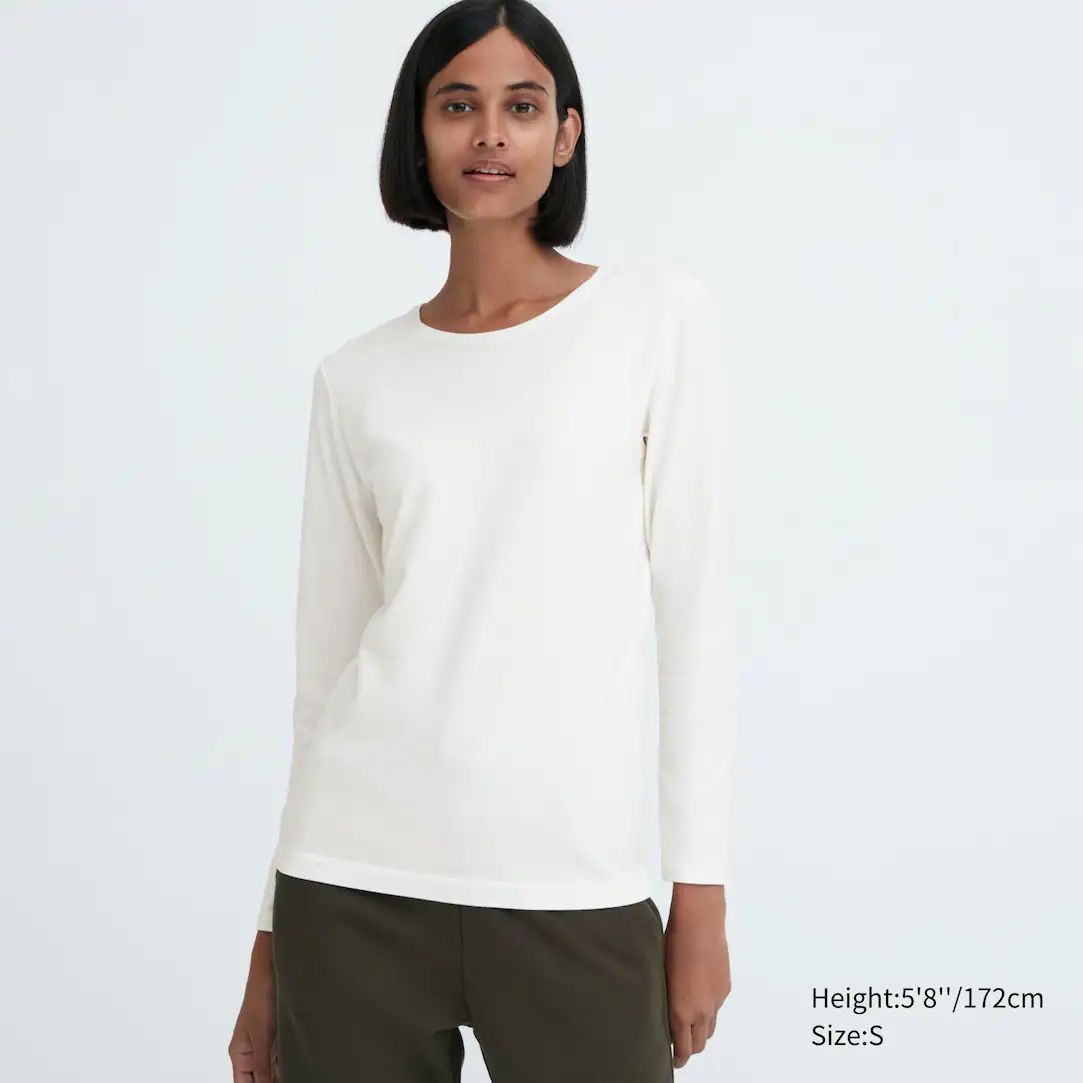 HEATTECH Extra Warm Cotton Crew Neck Long Sleeved Thermal Top | UNIQLO (UK)
