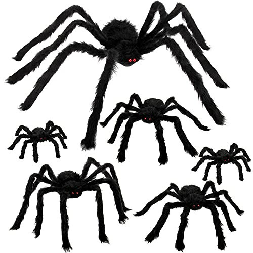 Colovis 6 Pcs Halloween Spider Decorations, Realistic Large Scary Spider Decoration for Home Giant Spiders Props for Indoor Outdoor Party Decorations | Amazon (US)