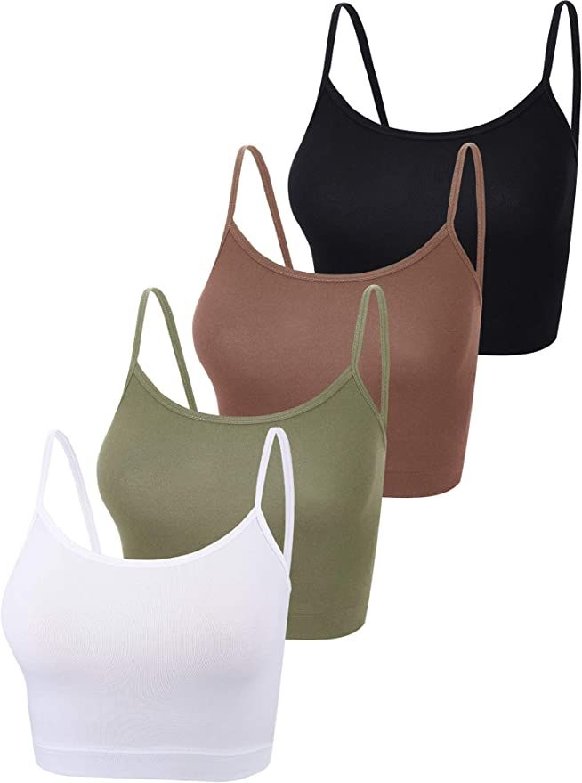 4 Pieces Crop Cami Top Spaghetti Strap Tank Camisole Top Basic Sport Cropped Tank Tops for Women | Amazon (US)