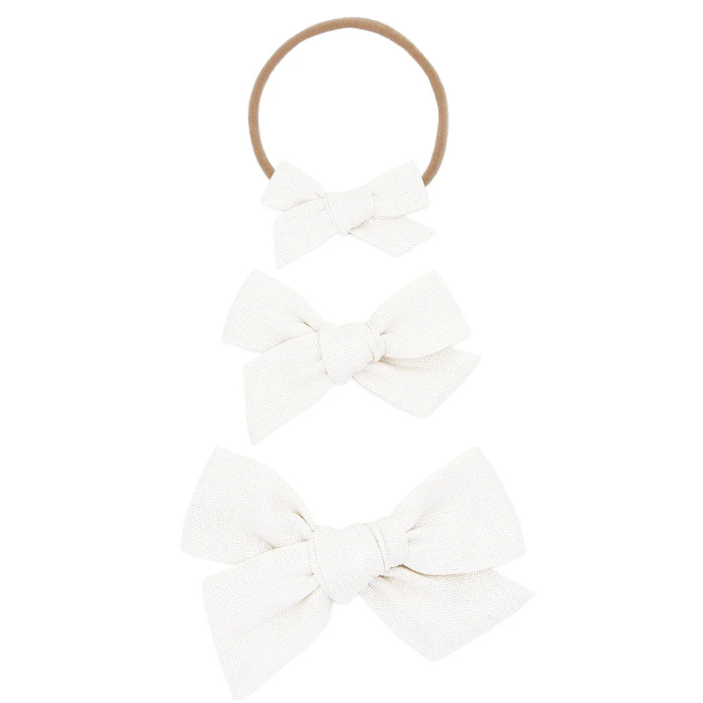 Linen Bow - White Headband | Lou Lou & Company