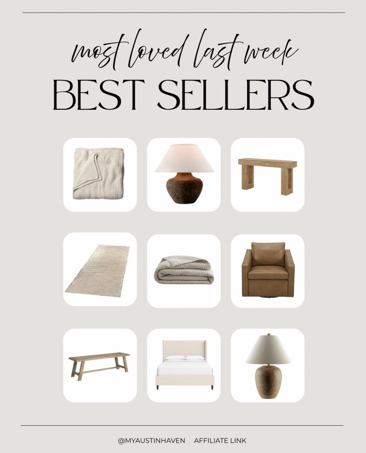 Last Week’s Best Sellers in my Home 🏡

Entryway table, jute rug, quince bedding, best sellers, vegan leather swivel chair, modern organic lamps, entryway bench, cozy throw blanket

Target style, walmart deals, wayfair finds 

#LTKFindsUnder100 #LTKHome #LTKFindsUnder50
