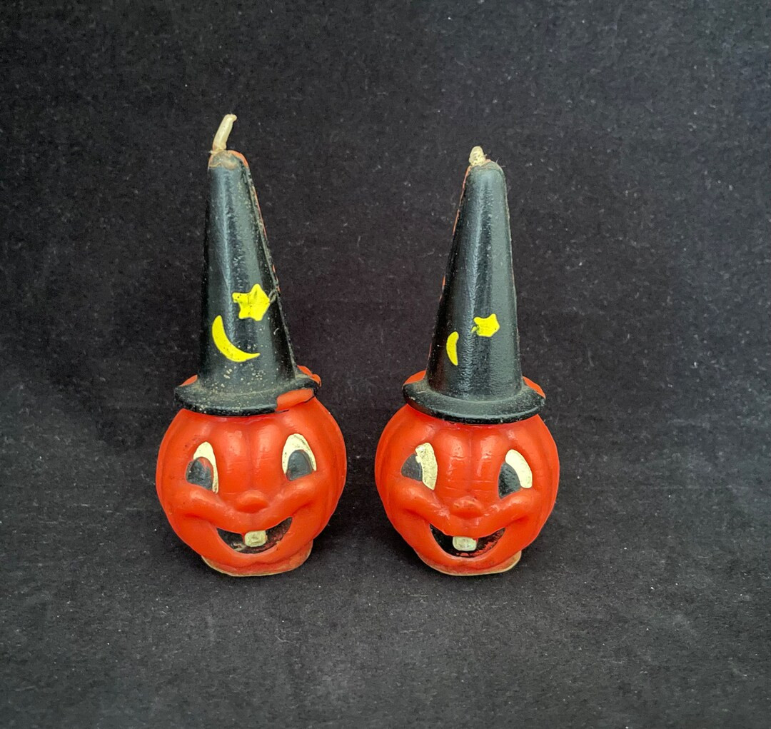 Vintage Small Gurley Jack-o-Lantern Halloween Candles (set of 2) | Etsy (US)