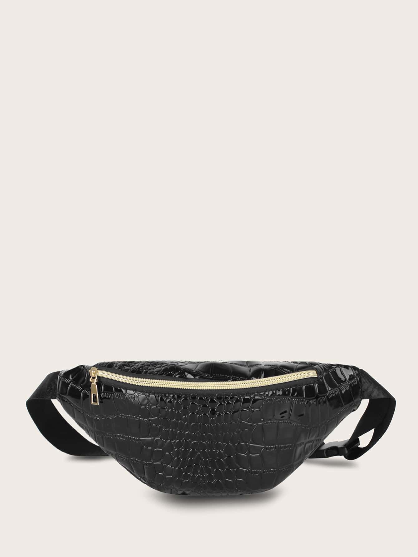 Croc Embossed Zip Front Fanny Pack | SHEIN