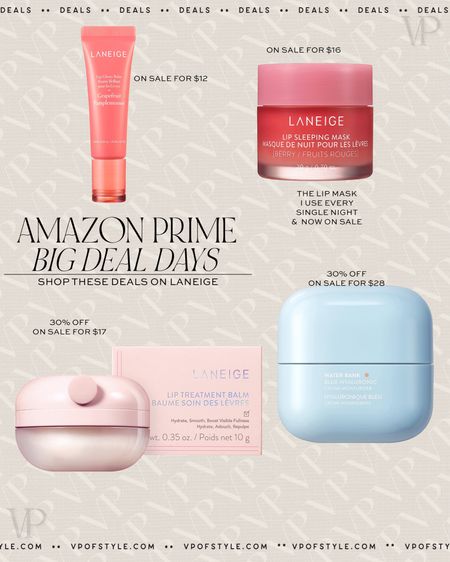 Amazon deals on my favorite lip sleeping mask that I can’t go to sleep without and other amazing products from laneige. I’ve tried the water cream and it’s amazing! Light weight moisturizing! Vera has the lip gloss and I’m always stealing is from her  stocking stuffer ideas for girls 

#LTKxPrime #LTKsalealert #LTKbeauty