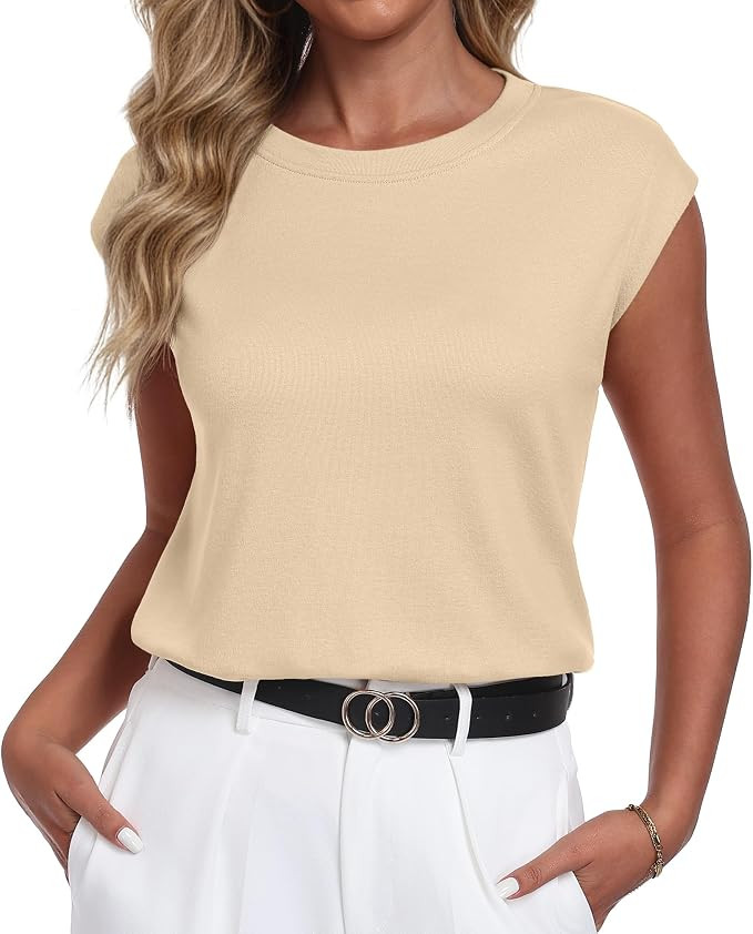 Lepunuo Cap Sleeve Tops for Women Summer Basic Tank Tops Casual Tee Shirts Trendy Cotton Shirts S... | Amazon (US)