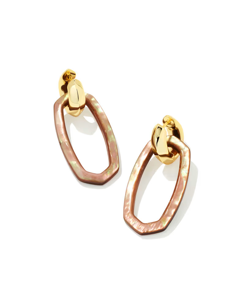 Danielle Gold Link Earrings in Brown Mother-of-Pearl | Kendra Scott