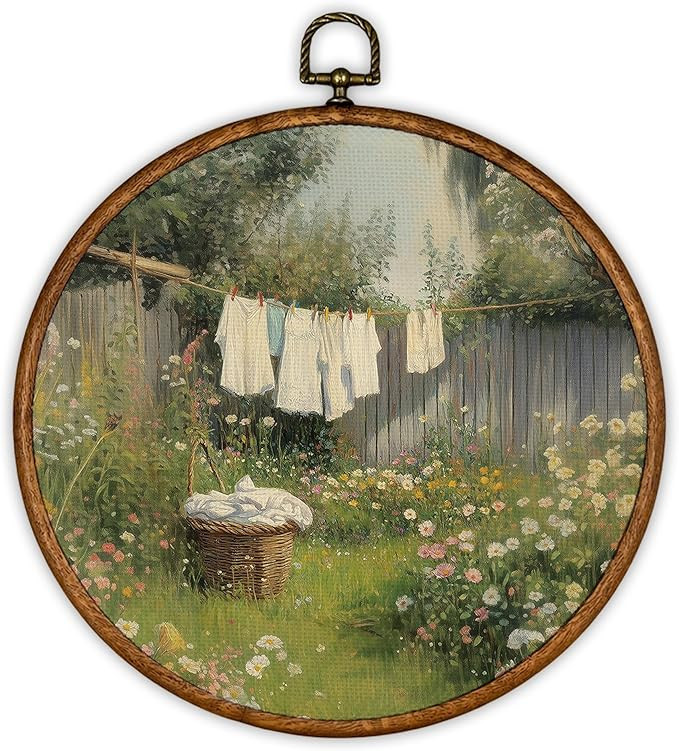 iEFEY French Country Cottagecore Laundry Day Farmhouse Framed Canvas Wall Art Decor, Rustic Shabb... | Amazon (US)