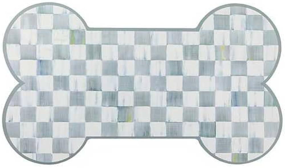 MACKENZIE-CHILDS Pup Placemat, Cute Pet-Food Mat for Dog Bowls and Cat Bowls, Gray-and-White Ster... | Amazon (US)