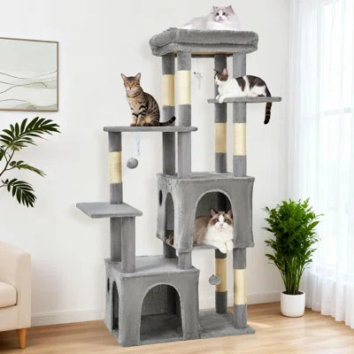 61" Multi-Level Cat Tree for Large Cats, Heavy-Duty Tower with Oversized Perch, Dual Spacious Condos, Sisal Scratching Posts & Play Toys for Indoor Ca | Wayfair North America