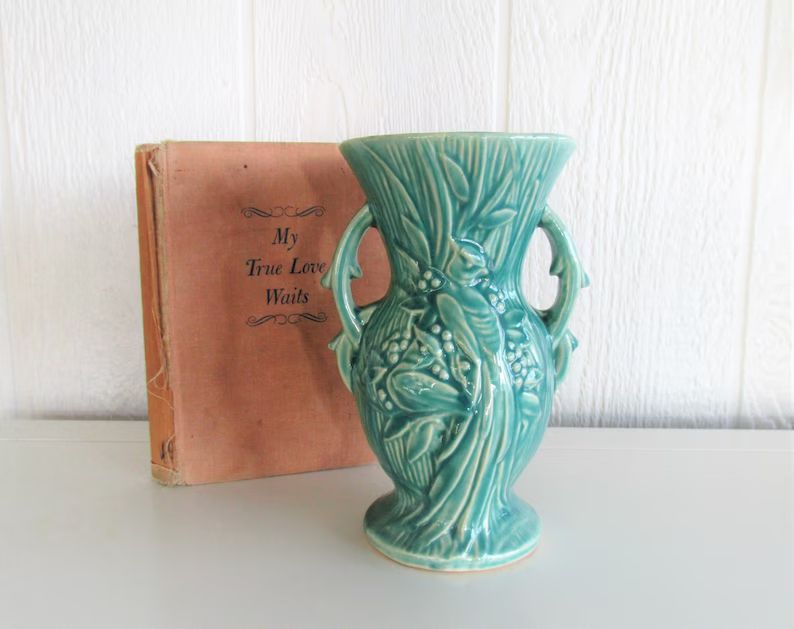 Vintage Aqua Mccoy Pottery Vase Bird of Paradise Double - Etsy | Etsy (US)
