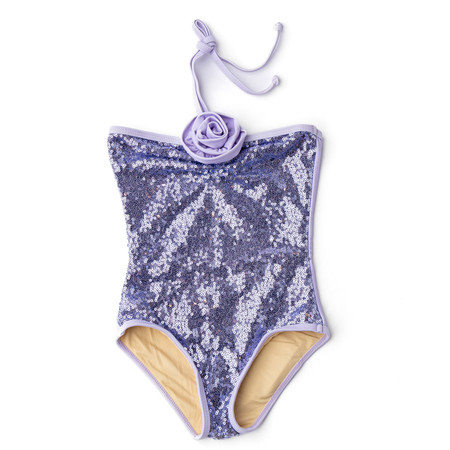 Purple Girls Sequin Halter One Piece Swimsuit 3t-10 | Shade Critters
