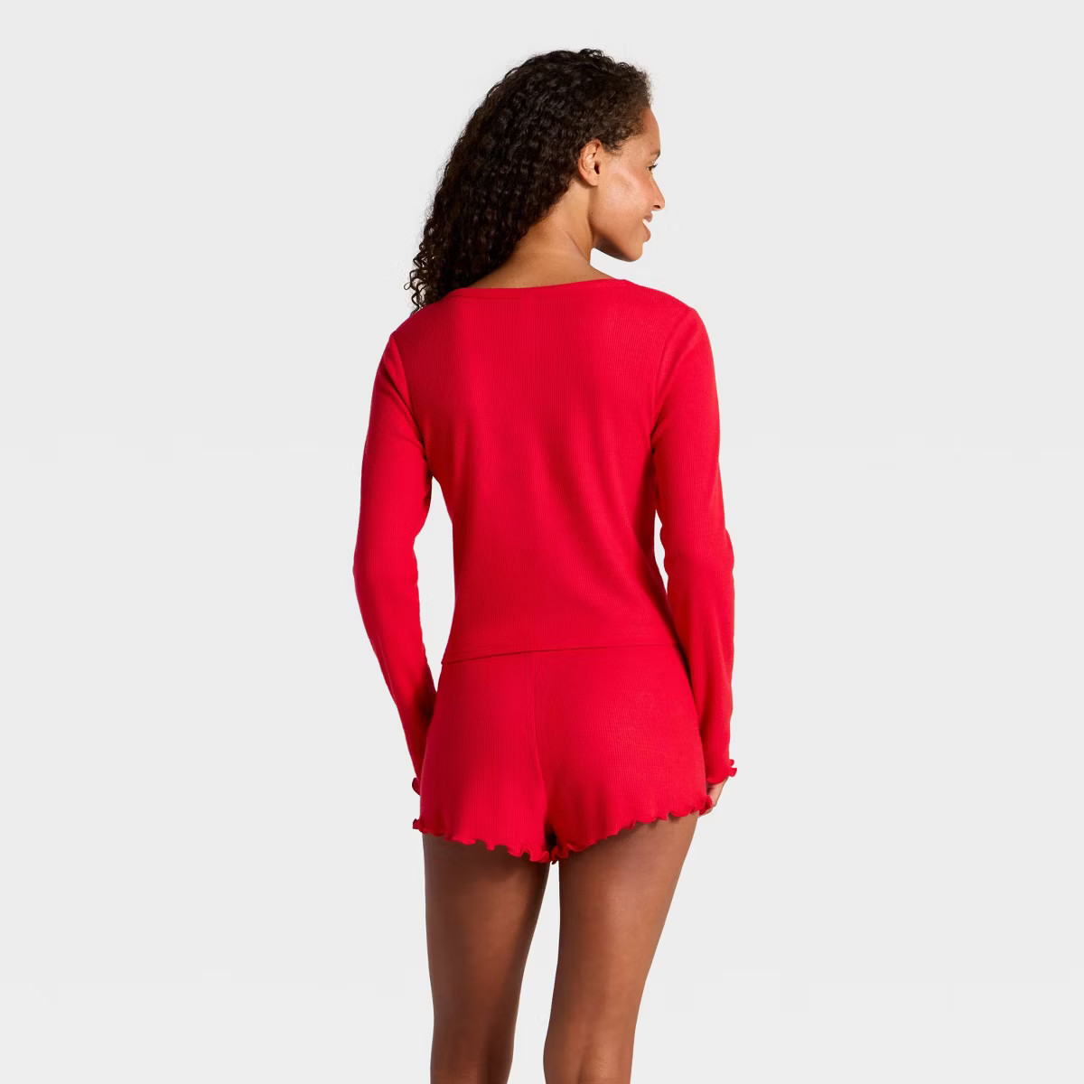 Women's Waffle Long Sleeve Top and Shorts Pajama Set - Wild Fable™ | Target
