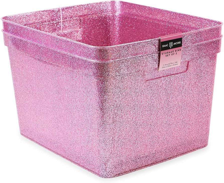 Isaac Jacobs Large Glitter Storage Bin Set (14" x 11.5" x 8.75") | Amazon (US)