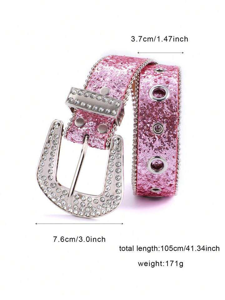 Strassriem voor dames in INS-stijl, brede tailledecoratie met sprankelend ontwerp voor jeans en j... | SHEIN