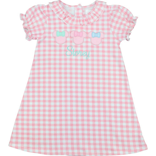Pink Check Knit Applique Mouse Ears Dress | Cecil and Lou