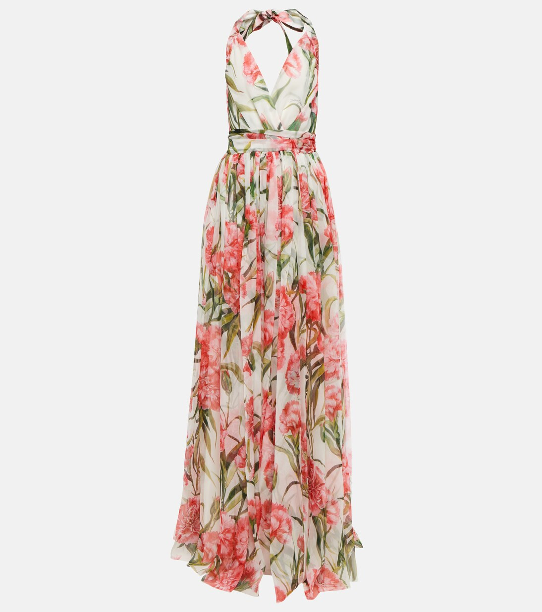 Floral halter-neck silk gown | Mytheresa (US/CA)