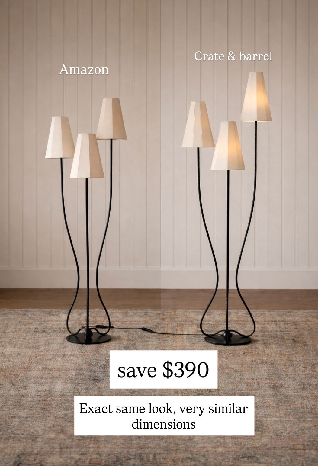 Wow, this is basically the same thing -3 inches in height, Crate & Barrel versus Amazon modern floor lamp. I’ve seen this from a lot of design designers. It’s a very popular floor lamp. I absolutely love it. Become a modern floor lamp. Look for less.

#LTKSaleAlert #LTKHome