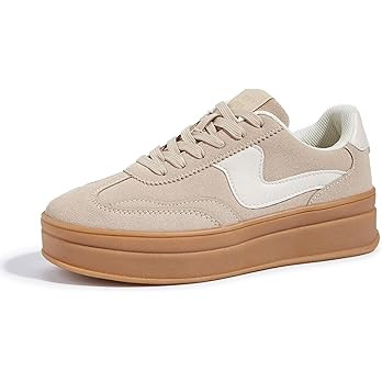 LUCKY STEP Women's Platform Fashion Sneakers Thick Sole Suede Faux Leather Classic Rubber Gum Sol... | Amazon (US)
