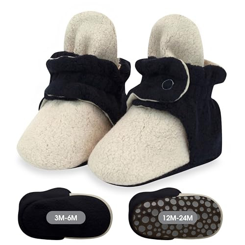 Zutano Unisex Cozie Fleece Baby Booties with Grippers, Baby Essentials, Khaki/Black, 18 Months | Amazon (US)