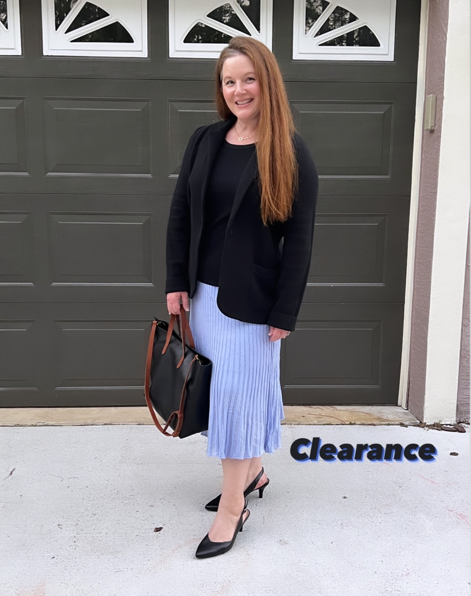 Walmart clearance, Walmart style, Walmart fashion, Walmart clearance finds, Walmart midi skirt, kitten heels, Madewell tote, LTKworkwear, sweater blazer, Jcrew Factory style

#LTKmidsize #LTKworkwear #LTKsalealert