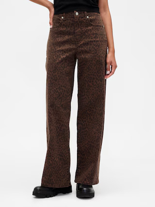 High Rise Print Wide-Leg Jeans | Gap Factory