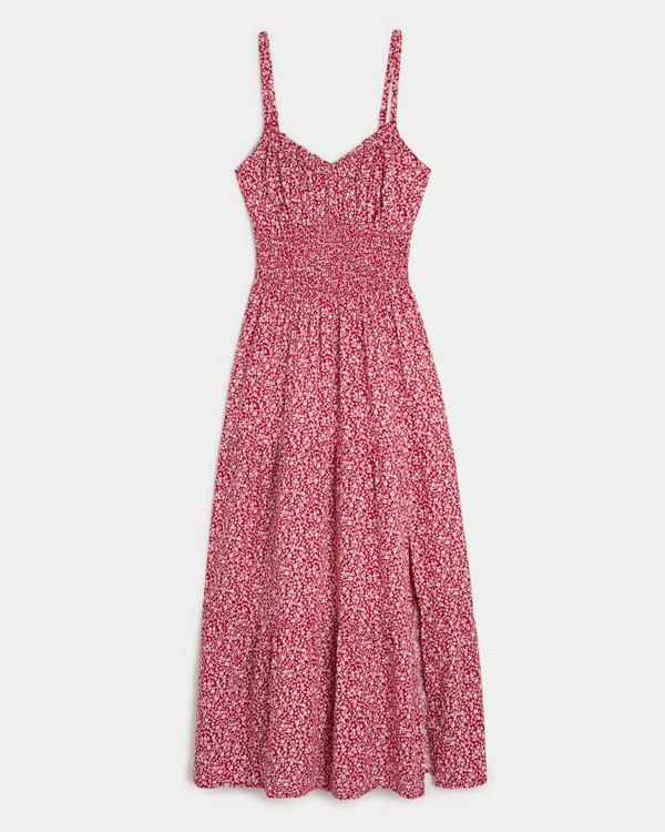 Women's Smocked Waist Crisscross Back Midi Dress | Women's Dresses & Rompers | HollisterCo.com | Hollister (UK)