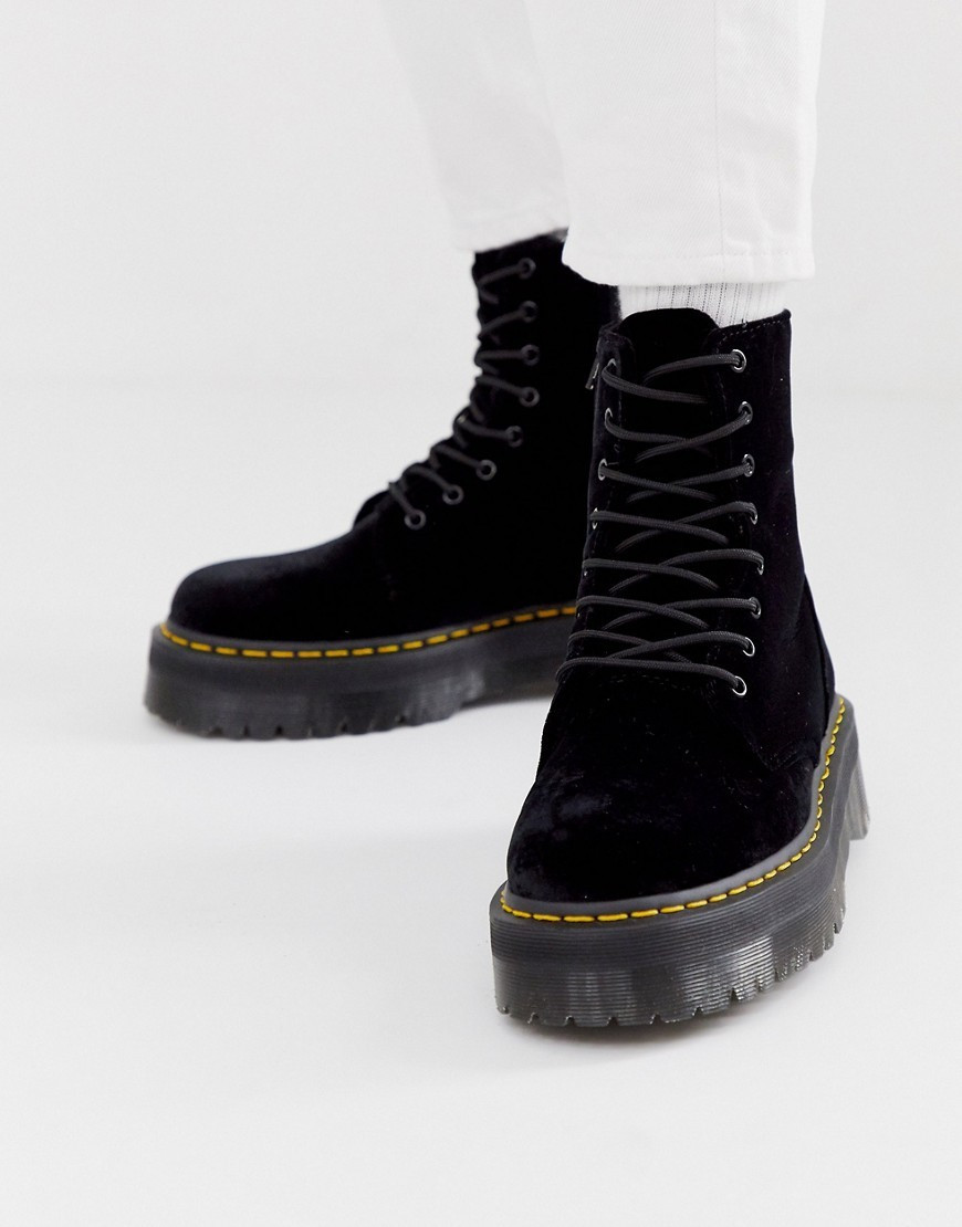 Dr Martens Jadon platform boots in velvet-Black | ASOS (Global)