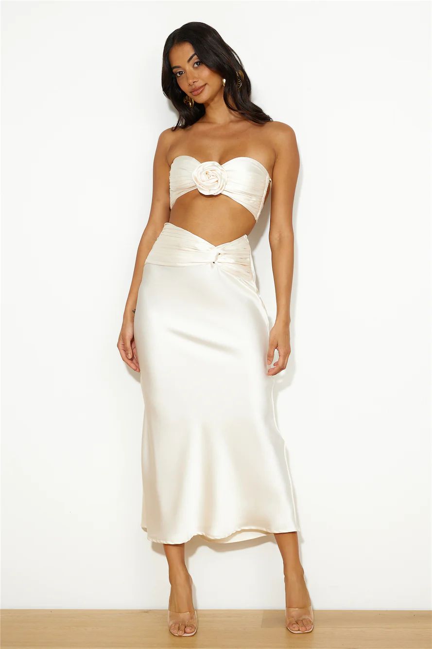 VIPs Accepted Satin Crop Top Champagne | Hello Molly