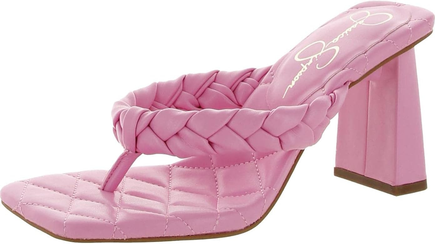 Jessica Simpson Zaliye Women's Faux Leather Block Heel Slide Sandals | Amazon (US)