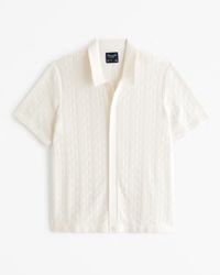 Men's Stitch Button-Through Sweater Polo | Men's | Abercrombie.com | Abercrombie & Fitch (UK)