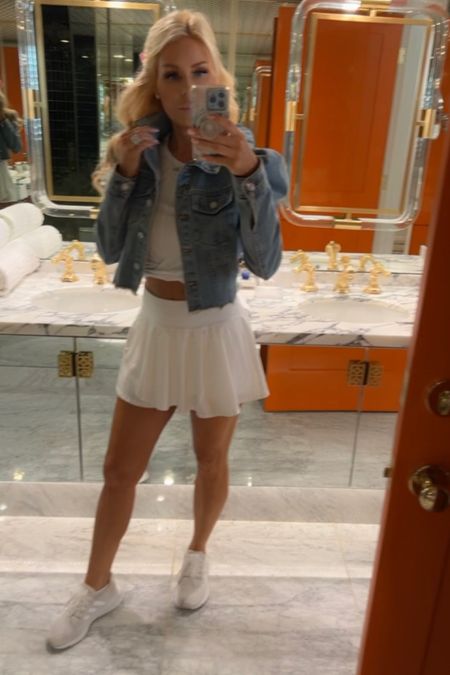 Get this cute  jean jacket and cute white tennis skirt look! 

#LTKSeasonal #LTKbeauty #LTKFind