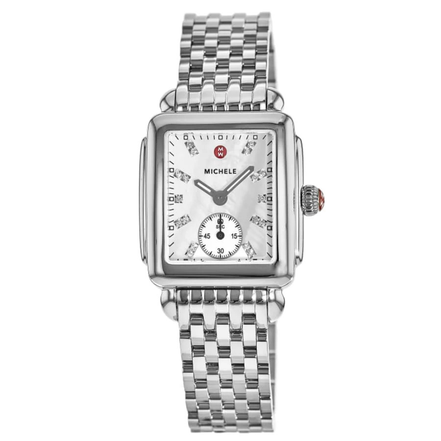 Michele Deco Mid Mother of Pearl Diamond Dial Steel Women's Watch MWW06V000002 | Shop Simon