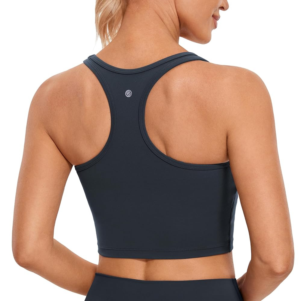 CRZ YOGA Butterluxe Womens Y-Back Racerback Longline Sports Bra - Padded Scoop Neck Workout Crop ... | Amazon (US)