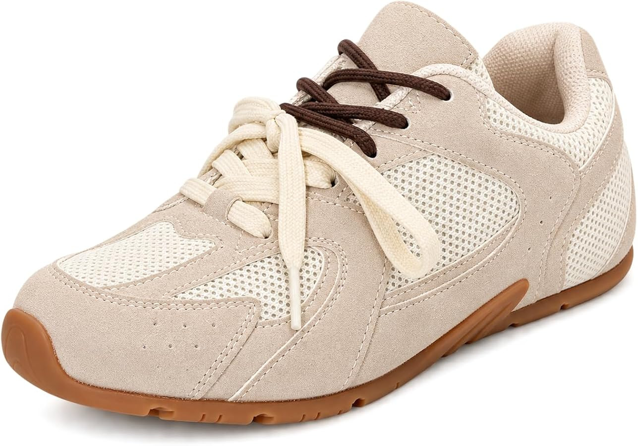 Berness Two Tone Lace Sneakers Women Retro Mesh Casual Shoes | Amazon (US)