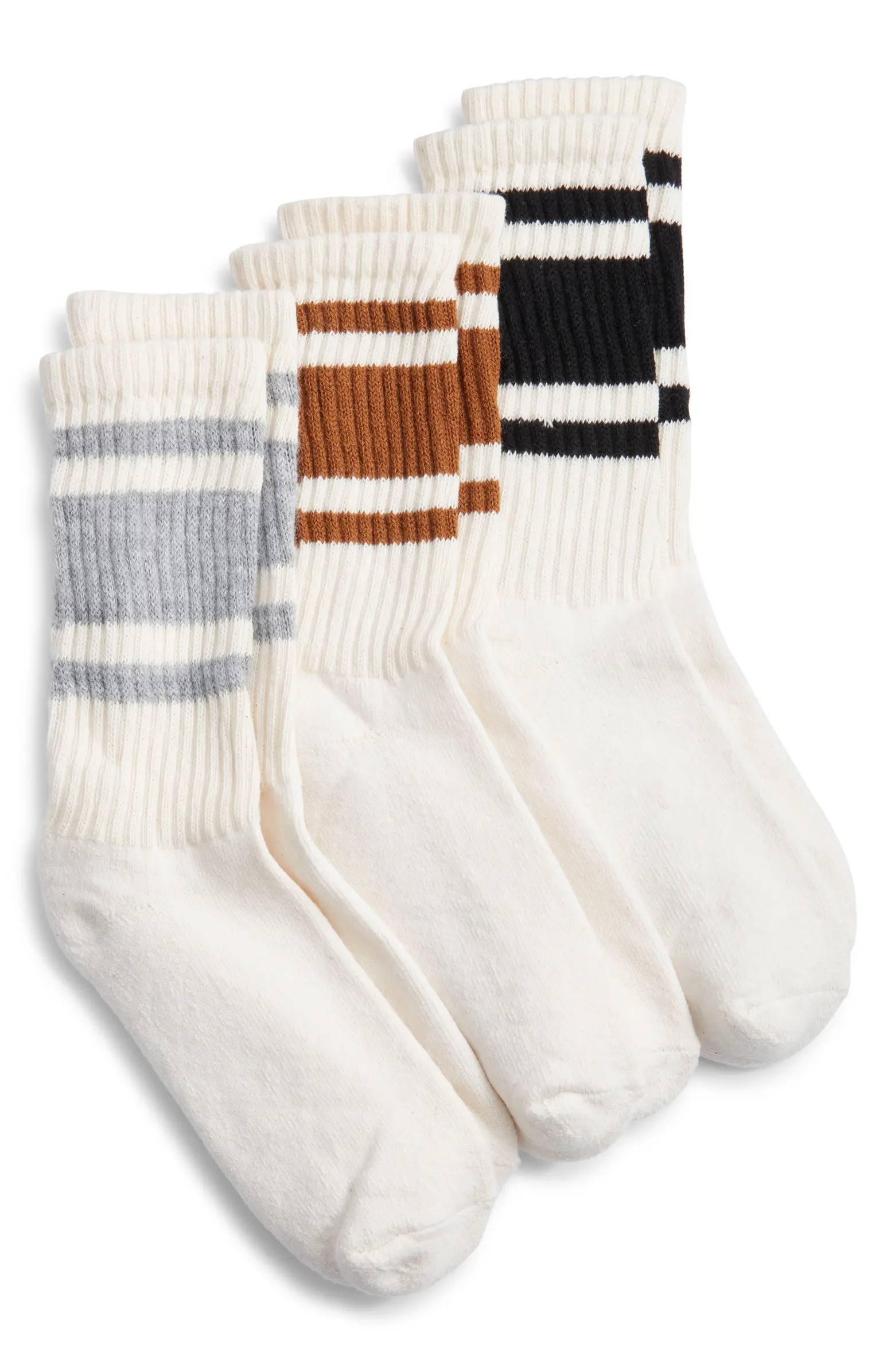 American Trench Assorted 3-Pack Mono Stripe Cotton Blend Crew Socks | Nordstrom | Nordstrom