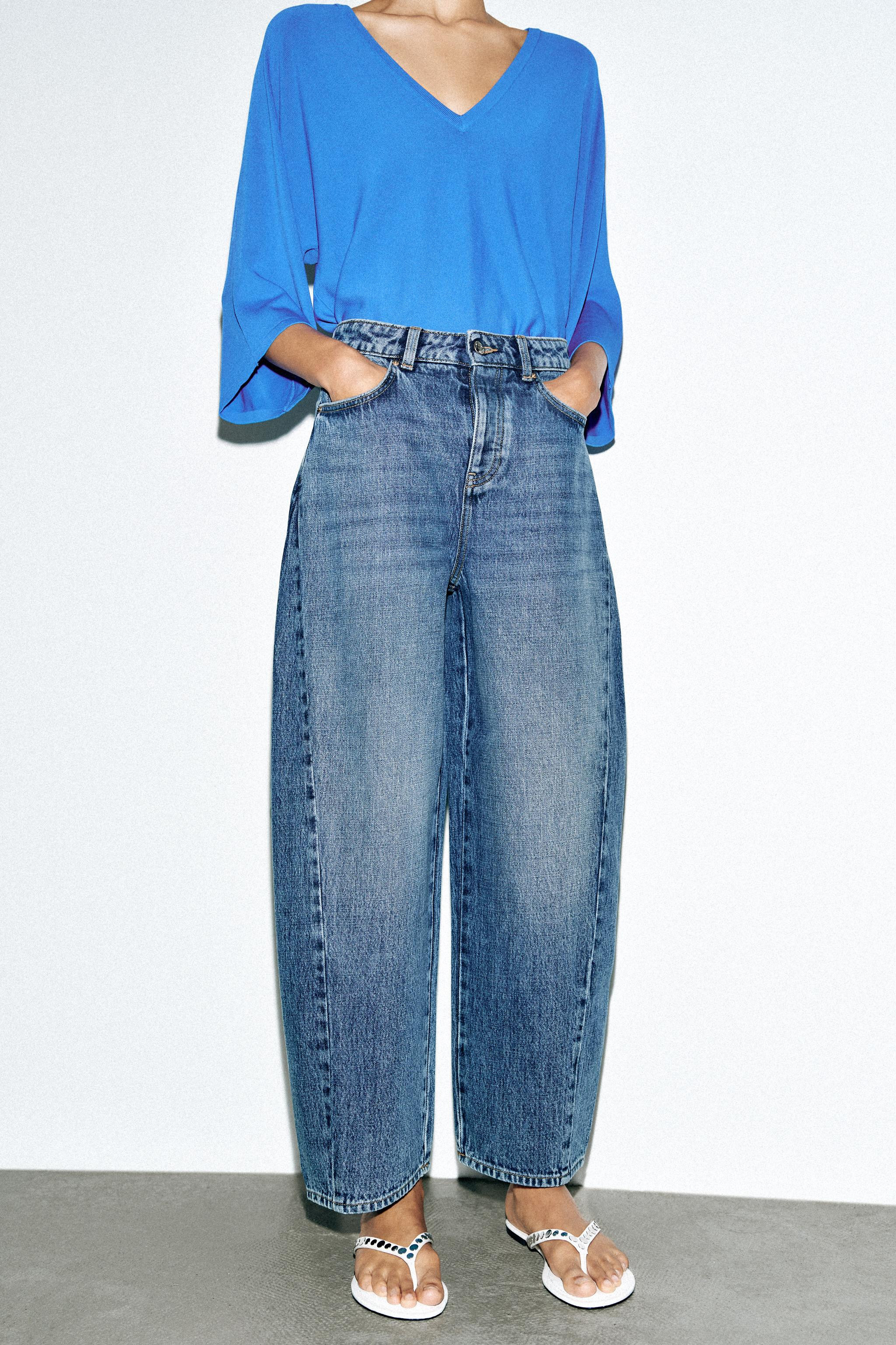 Z1975 HIGH-RISE BARREL JEANS WITH SEAMS | Zara Canada
