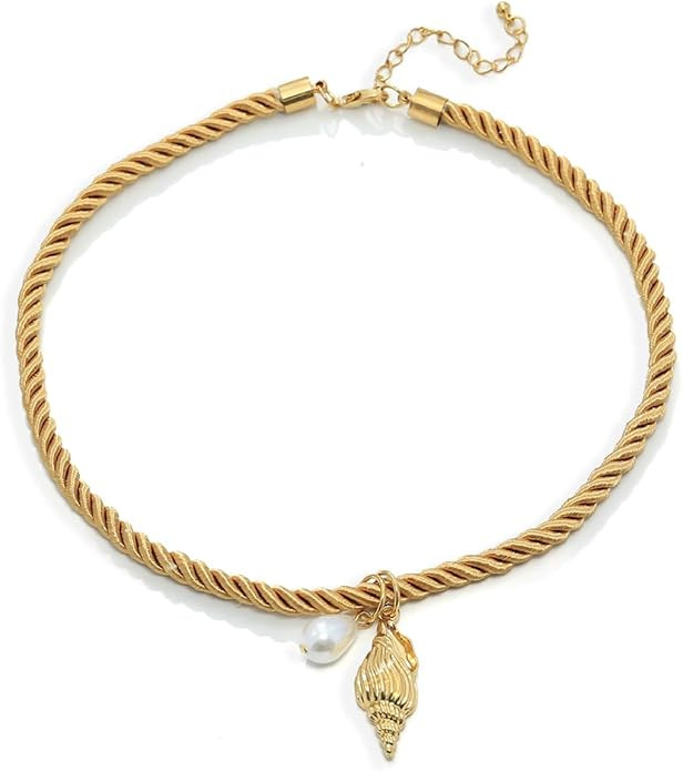 Boho Fish Necklace for Women Ocean Marine Life Rope Adjustable Pendant Necklace Shell Turtle Conc... | Amazon (US)